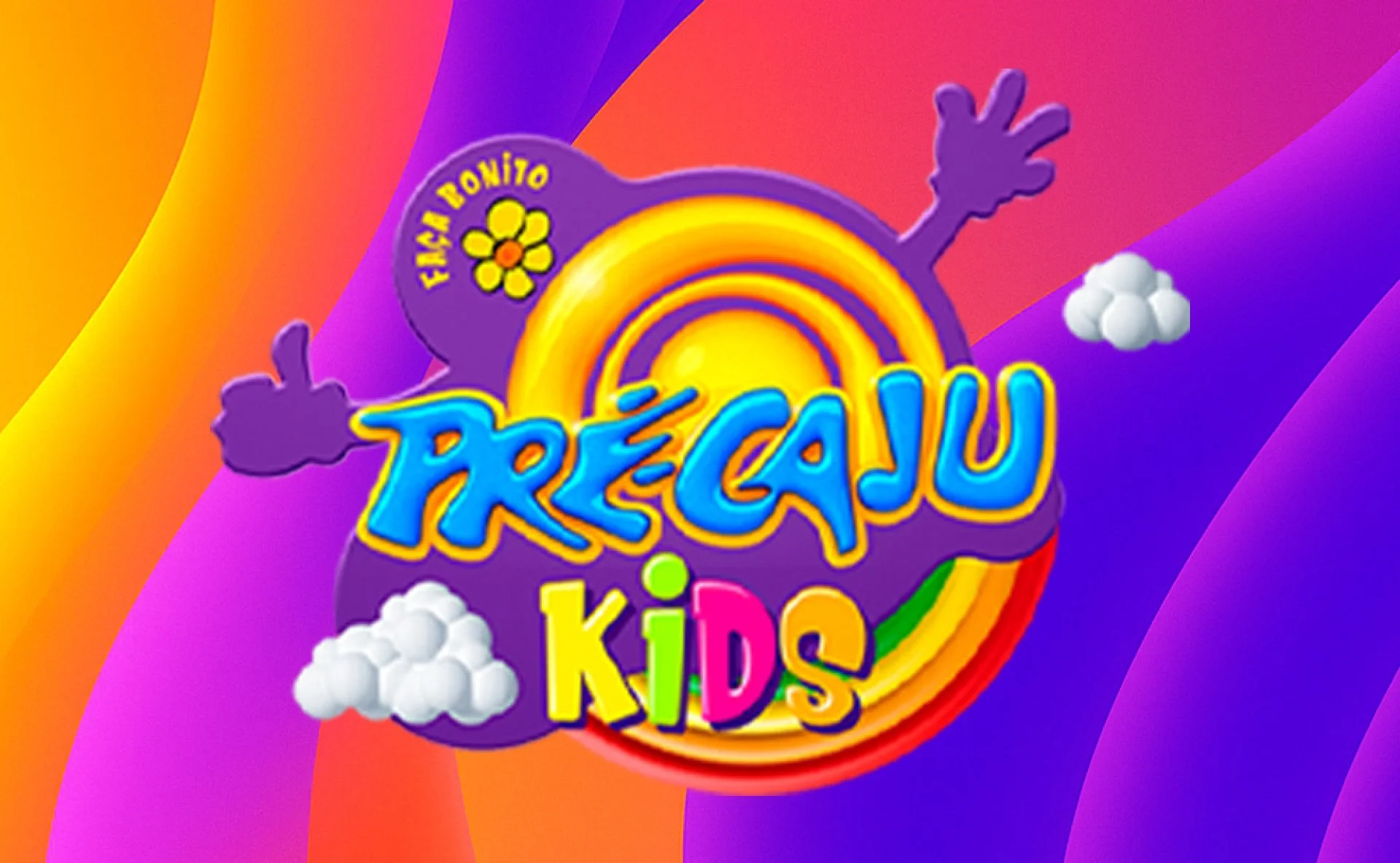logo pré-caju kids em fundo colorido