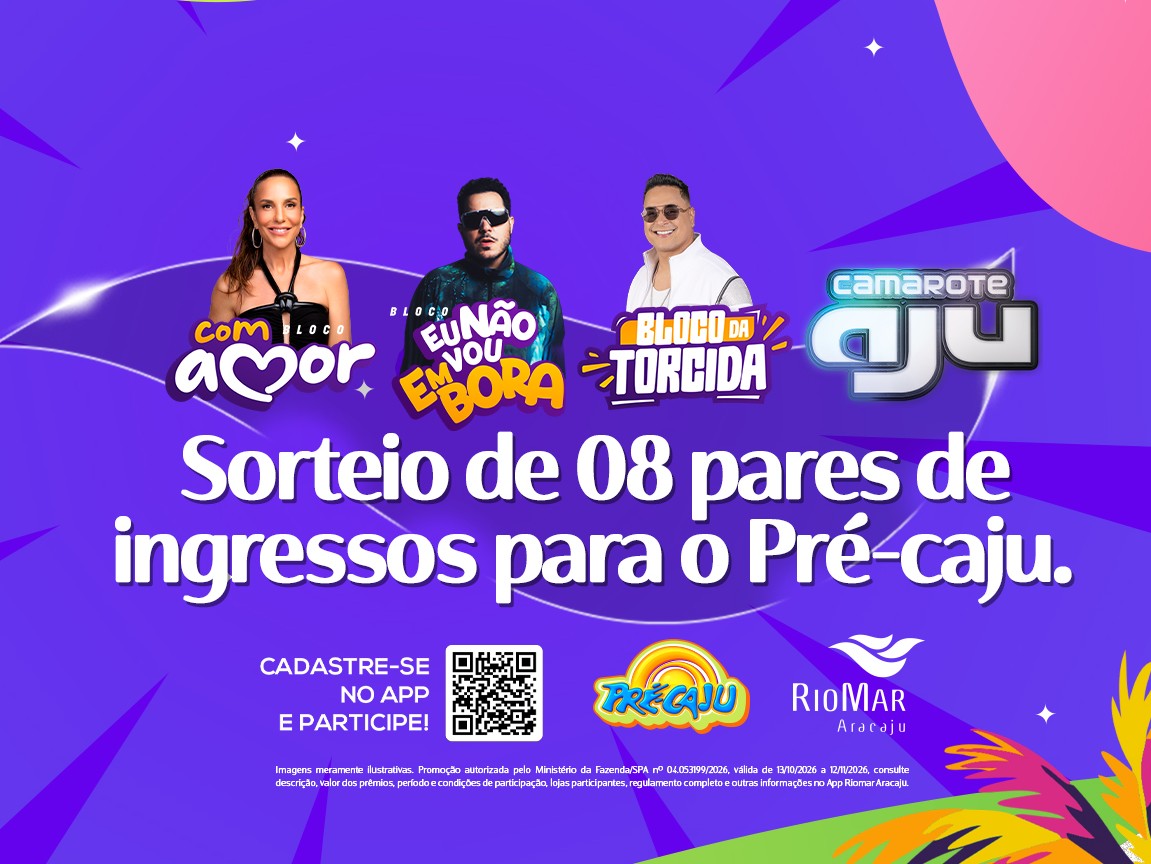 Concorra a 8 pares de abadás para curtir o Pré-Caju 2026