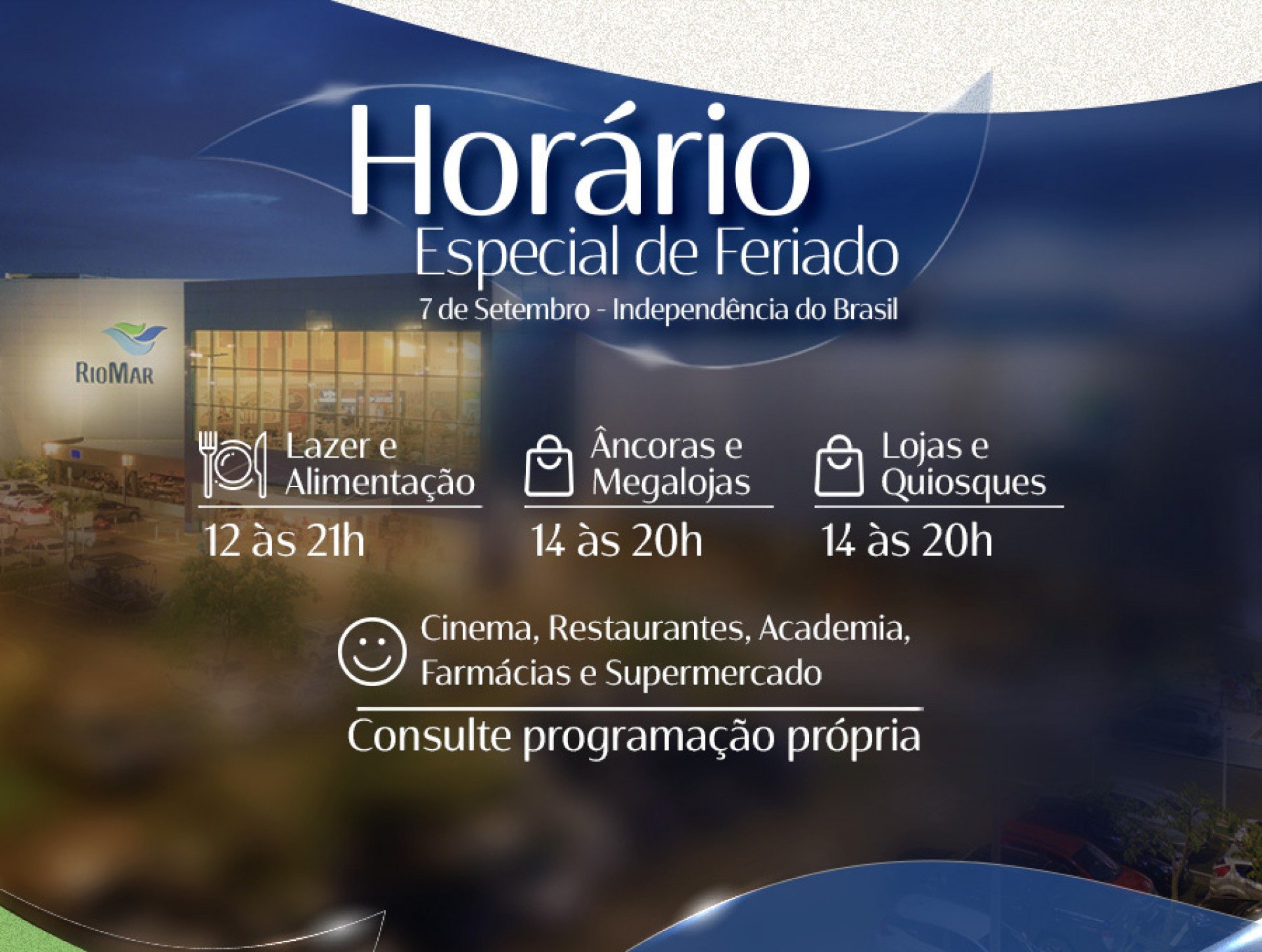 Imagem de tabela com novos horários de funcionamento do feriado