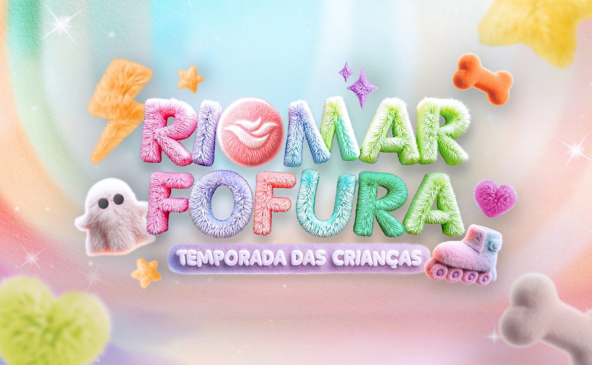 Logo da campanha RioMar Fofura aplicada em fundo colorido